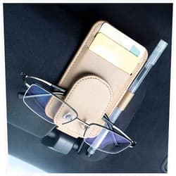 Stacool Magnetic Sunglass Holder for Car Sun Visor,Multifunctional Sun Visor Organizer with Car Slot Keeps Car Interior Tidy,The Most Fashion Car Sunglass Holder Car Accessories Interior (Beige)