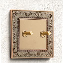 AVTREE 86 Type EU 220V 1/2/3/4 Gang 2 Way Smart Retro Wall Switch Light Switch Vintage Brass Toggle Retro Wall Switch 10A Wall Light Switch Panel Control Switch for Living Room Household (Size : 4 Gang) (Co