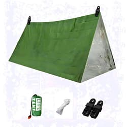 Yiudbaoo Emergency Survival Tent Kit - 2-Person Mylar Thermal Shelter, Waterproof Windproof Reusable Tube Tent with Whistle Paracord & Tent Clip, Compact Lightweight for Camping, Hiking, Emergency Prep
