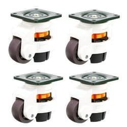 Skelang 4-Pcs Leveling Machine Casters with Nylon Wheel and Rubber Foot, Retractable Workbench Caster, Loading Capacity 2200 Lbs