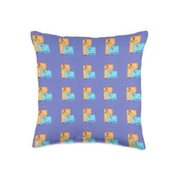 Ali Cat Originals Have Suitcase, Will Travel Hand Drawn Repeated Pattern Throw Pillow, 16x16, Multicolor