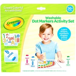 Crayola Washable Dot Markers Activity Set, 30 Toddler Coloring Pages & 4 Washable Markers, Dot Paints for Toddlers, Toddler Gifts, Ages 3+