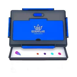 Game Envy Exemplar Wet Palette for Art and Miniature Painting - Full Seal with Vent, 6.25x9.6-inch Large Palette Area - Built-in Brush Storage - 50 Palette Paper Sheets, 2 Sponges, Dry Palette - Blue Blue/Gray