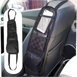 FERRYONE Car Seat Side Storage Bag with 3 Pockets, Front Seat Mesh Hanging Bag for Auto Small Items, Durable Drink Holder Storage Pockets Fit for All Vehicles