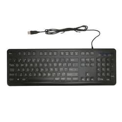 Lazmin112 Large Letter Print Keyboard, 104 Keys Standard Full Size USB Wired White LED Backlit Computer Keyboard Luminous Version, Large Font, Wired Keyboard
