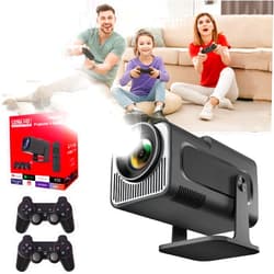 YSIRFD P30 Max Projector and Game, P30 Max Projector 20000+ Retro Games + 2 Controllers, Smart Projector with Built in Apps and Games P30 Max, TV Projector for Indoor and Outdoor (Black)