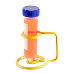 Heathrow Scientific 1-Well Wire Rack for 50 mL Tubes, Epoxy-Coated Steel, Autoclavable, Yellow