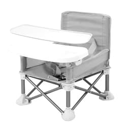 PandaEar Portable Baby Seat Travel| Compact Fold with Straps for Indoor/Outdoor Use| Great for Camping, Beach, Lawn |Toddlers, Kids, Boys, Girls (Grey with Placemat)