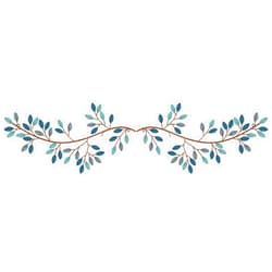 Hotop 2 Pieces Metal Tree Leaf Wall Decor Vine Olive Branch Leaf Wall Art Wrought Iron Scroll Sculptures Above the Bed, Living Room, Outdoor Decoration(Classic Style,Blue)