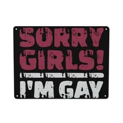 Zenladen2866 Sorry Girls I'm Gay Metal Tin Signs Wall Decor Vintage Iron Painting Plaque Poster for Cafe Bar Restaurant Shop 30x40cm