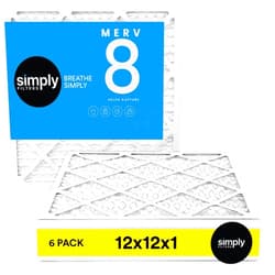 Simply 12x12x1 Air Filter, MERV 8, MPR 600, 6 Pack, Furnace Air Filter for HVAC (Actual Size: 11.75