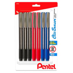 Pentel Clic Eraser Grip Retractable Eraser with Grip Office Barrel Colors (Black, Red, Blue) 7 Pack