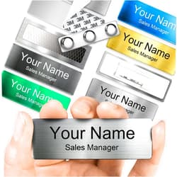 Nyareka Premium Metal Name Tags | Personalized Magnetic Name Badge with Pin or Adhesive Backing | 3
