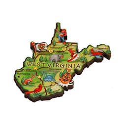 Souvenir Destiny West Virginia State Decowood Jumbo Wood Fridge Magnet 4.25
