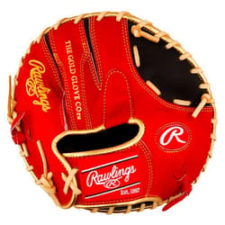 Rawlings GH1GT2 Baseball Training Mitt (Hard Leather Specifications), Size T, 10 Inches, Black/Scarlet, Size T *Right Throw