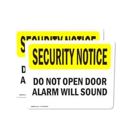 SignMission (2 Pack) Do Not Open Door Alarm Will Sound OSHA Security Notice Sign 14 Inch X 10 Inch Vinyl Label Decal Sticker Weather Resistant, UV Protected for Workplace, Construction Site, Made in the USA