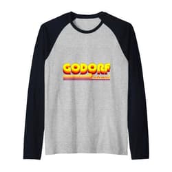 Köln Godorf Colonia Retro und Vintage Design Kölner Viertel und kölsches Karneval Veedel Raglan Baseball Tee