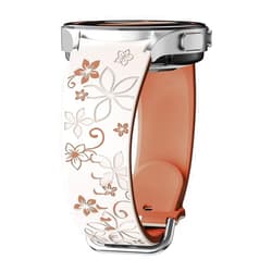 MYAPULUA Flower Engraved Band for Samsung Galaxy Watch 7/6/5/4/FE 40mm 44mm/Galaxy Watch 6/4 classic Bands 47mm 43mm 46mm 42mm/Watch 5 pro 45mm Women,No Gap Silicone Cute Floral Strap Wristband Two-Tone Correa