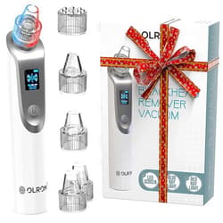 Olrom Blackhead Remover – Electric Vacuum Suction Blackhead Remover w/LED Display – Powerful Acne & Pore Cleanser –– Blackhead Removal Tool –– 5 Suction Heads – Black Heads Extraction for Women & Men With Blue+Red Ray