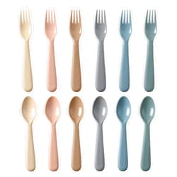POIKSHARK 12 Pieces Toddler Utensils Set, Plastic Spoons and Forks Set for Kids, Children Safe Flatware, Plastic Reusable Cutlery, BPA Free, Dishwasher Safe