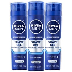 NIVEA Men Maximum Hydration Moisturizing Shaving Gel - For Dry Skin - 7 oz. Can (Pack of 3)