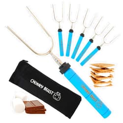 Chonky Beast Smores Sticks for fire pit -Set of 6- Extra Strong Extendable Marshmallow Roasting Sticks w/Reinforced Joints -Telescoping Stainless Steel Marshmallow sticks for fire pit, Hot dog Sticks for Campfire
