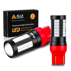 Alla Lighting T20 Base 7440 7443 Strobe LED Brake Lights Bulbs, Red Flashing Stop Lamps 7441 7443LL 7440LL W21W 992 2800 Lumens Xtreme Super Bright 12V 5730 33-SMD Replacement