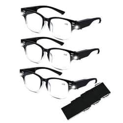 DuanMei Reading Glasses with Lights, Blue Light Blocking, 3.5x Magnification, Black, Unisex Adult