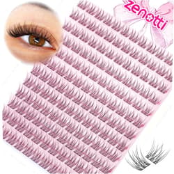 Zenotti Natural Lash Clusters Wispy Cluster Eyelash Extensions 144Pcs Eyelash Clusters C Curl Cluster Lashes Individual Lashes Cluster 9-12MM Lash Extension Thin Band Eyelashes DIY at Home by zenotti