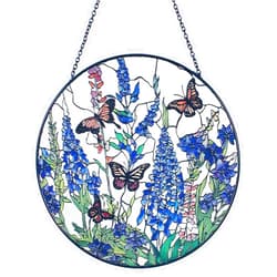 Galag 7.8'' Lavender Monarch Butterfly Suncatcher Stained Glass - Monarch Lavender Originally Designed Butterfly Suncatchers for Sun Catchers Indoor Window | Beautiful Gifts for Butterfly Lovers