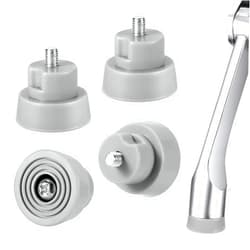 Lasuroa 4 Sets Door Stopper Replacement Rubber Tips, Door Stop Bumper Tips with Screws, Ribbed Door Stopper Repair Replacement Tips Holders for Kick Down/Drop Down Door Stoppers