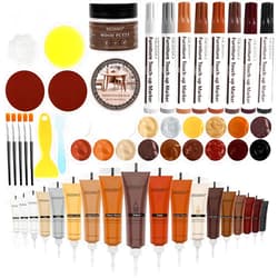 DEWEL Wood Furniture Repair Kit- 40 Sets, Wood Fillers Hardwood Laminate Repair Kit with 18 Colors Oak Walnut, Wood Putty Touch Up Kit- Cover Wood Scratches, Stains, Holes for Table, Door, Veneer, Cherry