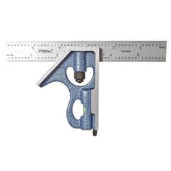 Fowler 52-378-006 Steel Combination Square Set with Baked Blue Enamel Finish, 2 Piece, 16R Graduation Interval, 4 Blade, 6