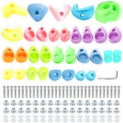 ZENFUN 32 Packs Rock Climbing Holds Multi Size and Color, Indoor & Outdoor Rock Wall Climbing Kit, Rock Wall Holds Multi-Colored Climbing Rock Wall Grips with Mounting Hardware