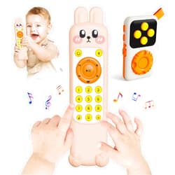 Jovow Baby TV Remote Toy Set,Realistic Play TV Remote Control with Adjustable Music Sound,Infant Early Learning Baby Toys,Toddlers Musical Toy Remote for 18+ Months Boys Girls Gifts.
