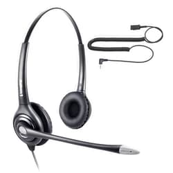 VoiceJoy Binaural Headset with Noise Canceling Mic and Quick Disconnect to 2.5mm Plug Adapter