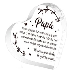 Yopyame Spanish Dad Birthday Gifts - Regalos para Papá Heart Acrylic Plaque for Office Desk Decor Keepsake Paperweights Gifts for Dad in Spanish Christmas Father's Day Gifts for Dad from Daughter Son