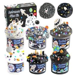 LAWOHO 6 Packs Galaxy Slime Kit - Cloud, Butter & Clear Slime Making Kit for Boys, Non Sticky & Soft, Space Party Favors for Kids with Space Slimes Charms & Add-ins, 360ml Easter Slimes, Easter Gifts