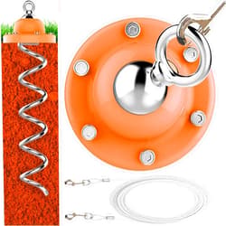 Eurmax USA 360° Swivel Pet Dog Tie Out Stake Bonus 17FT Dog Tie Out Cable Dog Anchor Heavy Duty Dog Yard Stake Rust Proof Anchor Dog Tether （Orange）