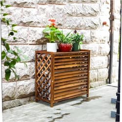 SUKORI Wooden Flower Stand Air Conditioner Fence Privacy Screen Cover,Solid Wood Air Conditioner Outer Cover Louvered Frame Hide Rain-Proof Protective Cover,Air Conditioner Fence for Outside Units (Size : 1