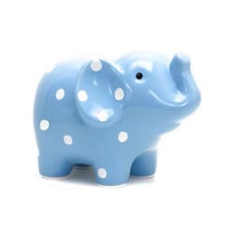 Child to Cherish Ceramic Polka Dot Elephant Piggy Bank for Boys, Blue