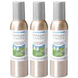 Yankee Candle Concentrated Air Freshener Room Spray, Odor Eliminator for Home, Bathroom, Clean Cotton, 1.5 Oz (Pack of 3)