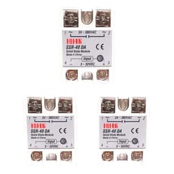 Coliao 3pcs Solid State Relay SSR-40DA Single Phase Solid State Relay Module Input 3-32V DC Output 24-380V AC for Temperature Controller