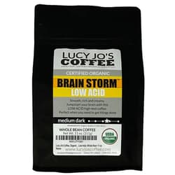 Lucy Jo's Coffee, Organic Brainstorm, Low Acid, Medium Dark, Whole Bean 11 oz