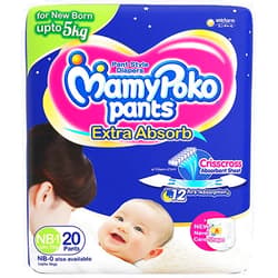 MamyPoko Pants Extra Absorb Diapers, New Born (Pack of 18)