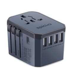 EPICKA Universal Travel Adapter One International Wall Charger AC Plug Adaptor with 5.6A Smart Power and 3.0A USB Type-C for USA EU UK AUS (TA-105, Space Gray)