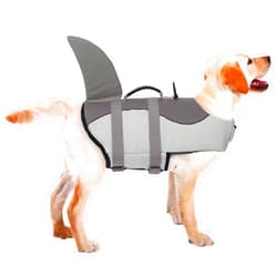 ASENKU Dog Life Jacket - Pet Safety Vest for Swimming & Boating, Shark Life Jacket with Floatation, Dog Lifesavers Swimsuits for Small Medium Large Dogs (Grey, L)