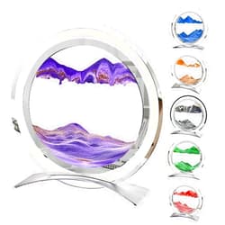 ZSDSZDZY Moving Sand Art Picture Liquid Motion, 3D Quicksand Décor, Deep Sea Sandscapes with Display Flowing Sand Frame for Relaxing, Desktop Office Home Decoration (Purple)