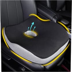 Allaboutsla Car Seat Cushion: Ergonomic Memory Foam Seat Cushion for Sciatica Pain Relief, Larger Driving Seat Cushion for Short Drivers on Long Drives - Butt Seat Cushion For Car-Truck, Office - Black