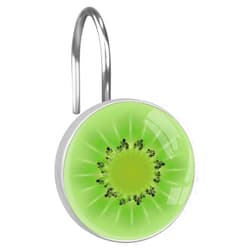 C.IOPMNU 12pcs Kiwifruit Shower Curtain Hooks, Kiwifruit Decorative Shower Curtain Hanger Rings Roller, Stainless Steel Round Shower Rings Hangers for Bathroom